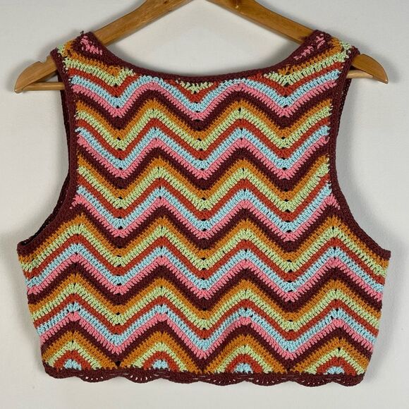 Forever 21 Crochet Chevron Sleeveless Cotton Crop Top Size Medium NEW‎ Festival - Picture 8 of 11